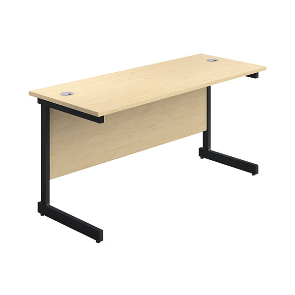 Jemini Rectangular Single Upright Cantilever Desk 1200x600x730mm Maple/Black KF803898