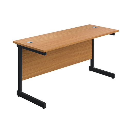 Jemini Rectangular Single Upright Cantilever Desk 1200x600x730mm Nova Oak/Black KF803904