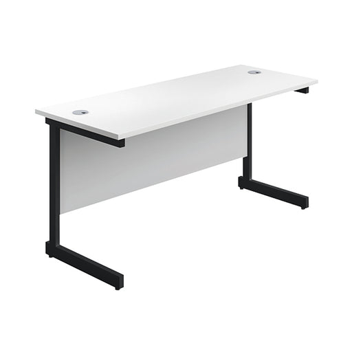 Jemini Rectangular Single Upright Cantilever Desk 1200x600x730mm White/Black KF803911