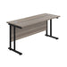 Jemini Rectangular Double Upright Cantilever Desk 1400x600x730mm Grey Oak/Black KF803935