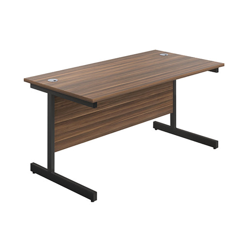 Jemini Rectangular Single Upright Cantilever Desk 1200x800x730mm Dark Walnut/Black KF803942