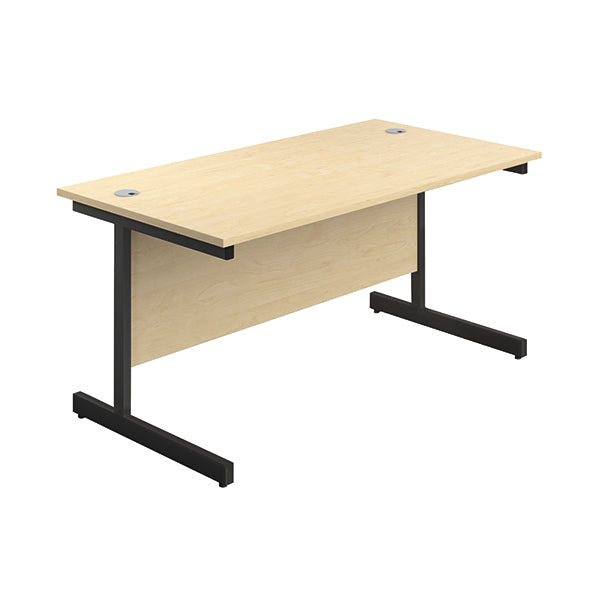 Jemini Rectangular Single Upright Cantilever Desk 1200x800x730mm Maple/Black KF803966