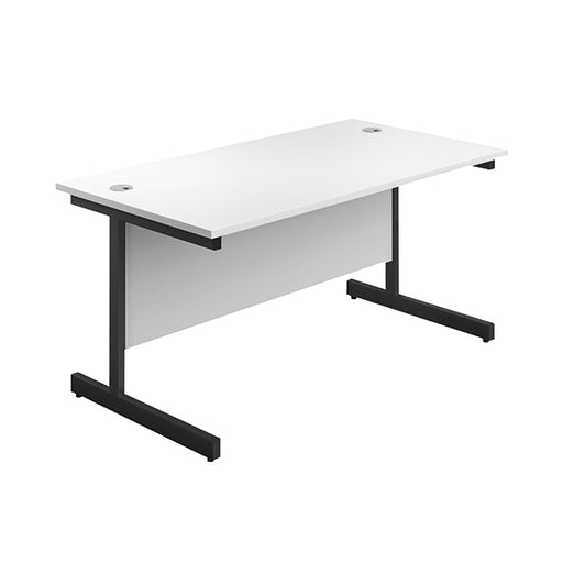 Jemini Rectangular Single Upright Cantilever Desk 1200x800x730mm White/Black KF803980