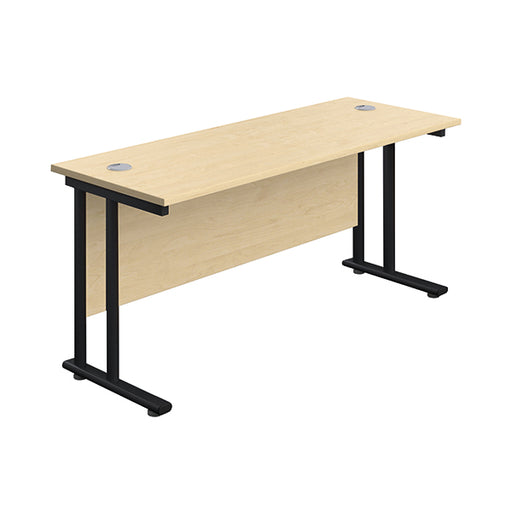 Jemini Rectangular Double Upright Cantilever Desk 1400x600x730mm Maple/Black KF810636