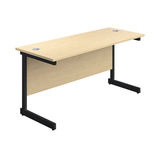 Jemini Rectangular Single Upright Cantilever Desk 1400x600x730mm Maple/Black KF810667