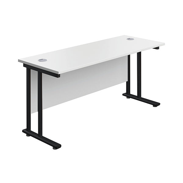 Jemini Rectangular Double Upright Cantilever Desk 1400x600x730mm White/Black KF810803