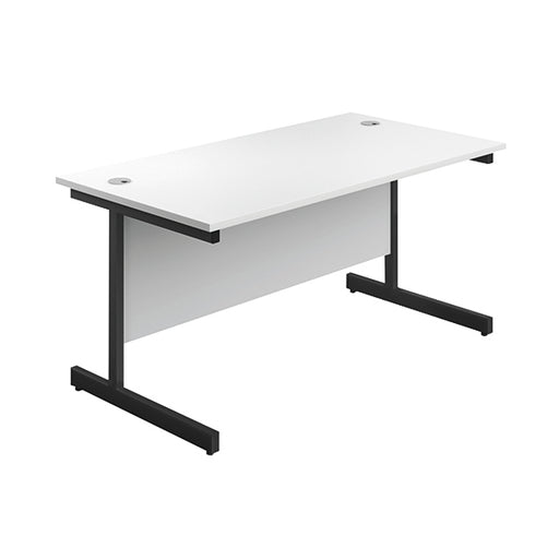 Jemini Rectangular Single Upright Cantilever Desk 1600x800x730mm White/Black KF810927