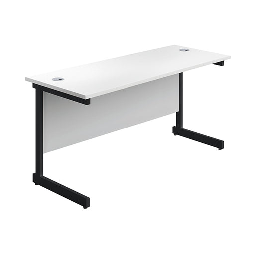 Jemini Rectangular Single Upright Cantilever Desk 1800x600x730mm White/Black KF818121