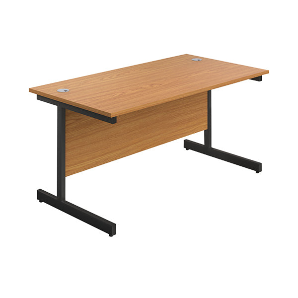 Jemini Rectangular Single Upright Cantilever Desk 1800x800x730mm Nova Oak/Black KF819455