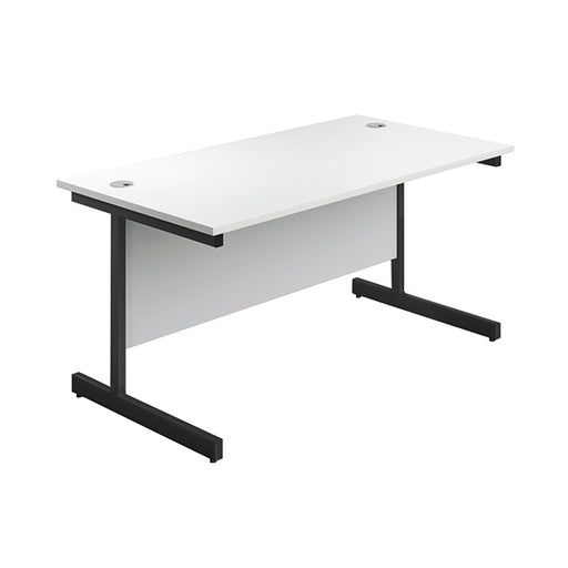 Jemini Rectangular Single Upright Cantilever Desk 1800x800x730mm White/Black KF819462