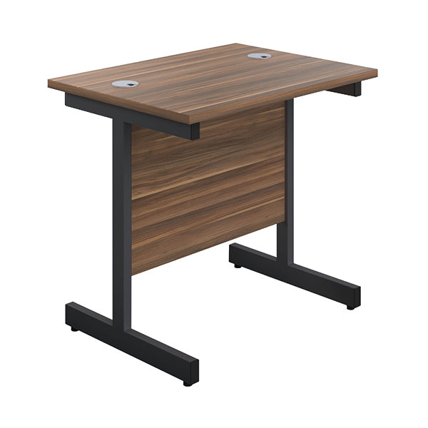 Jemini Rectangular Double Upright Cantilever Desk 800x600x730mm Dark Walnut/Black KF819493