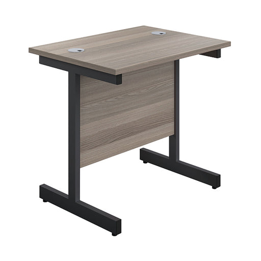 Jemini Rectangular Double Upright Cantilever Desk 800x600x730mm Grey Oak/Black KF819509