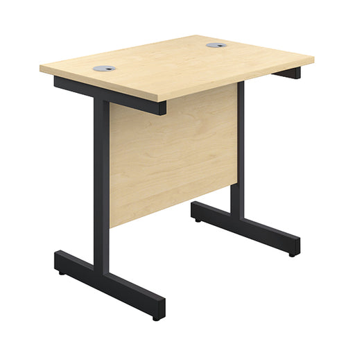 Jemini Rectangular Double Upright Cantilever Desk 800x600x730mm Maple/Black KF819516