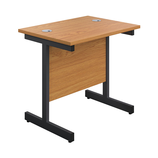 Jemini Rectangular Double Upright Cantilever Desk 800x600x730mm Nova Oak/Black KF819524