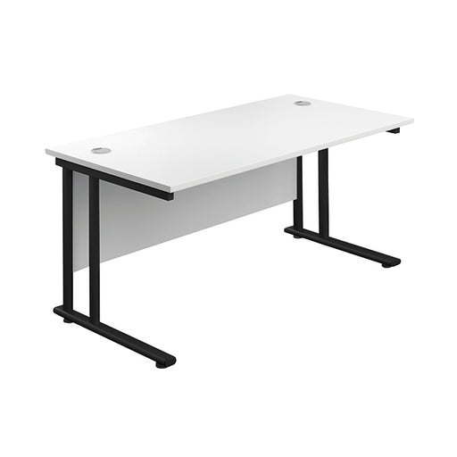 Jemini Rectangular Double Upright Cantilever Desk 1400x800x730mm White/Black KF819691