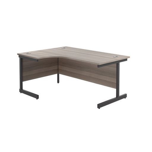 Jemini Radial Left Hand Single Upright Cantilever Desk 1800x1200x730mm Grey Oak/Black KF819783