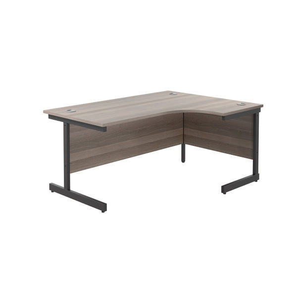 Jemini Radial Right Hand Single Upright Cantilever Desk 1800x1200x730mm Grey Oak/Black KF819851