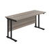 Jemini Rectangular Double Upright Cantilever Desk 1600x600mm Grey Oak/Black KF820093