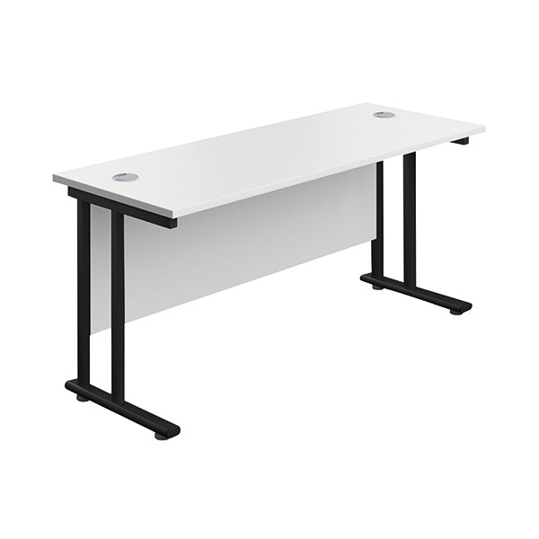 Jemini Rectangular Double Upright Cantilever Desk 1600x600mm White/Black KF820123