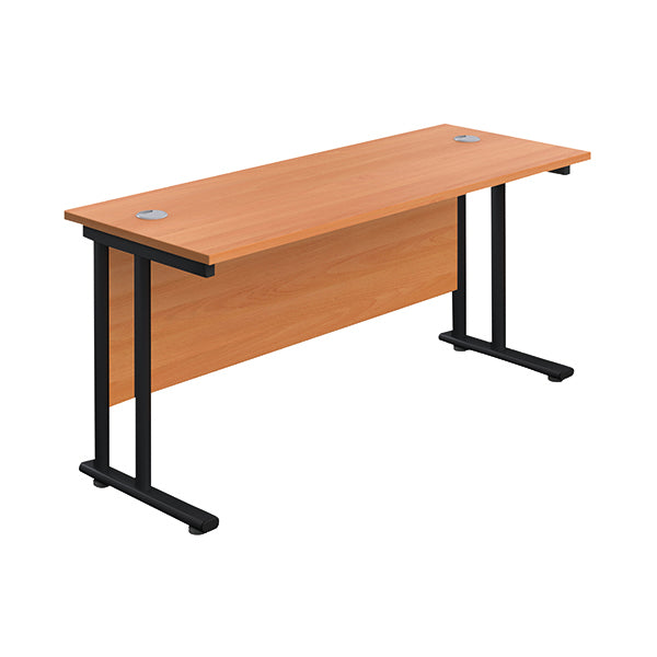 Jemini Rectangular Double Upright Cantilever Desk 1800x600x730mm Beech/Black KF820192