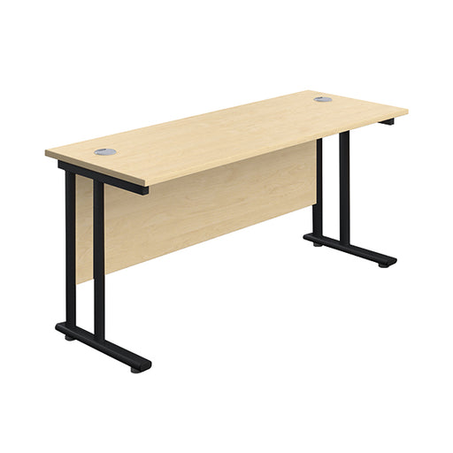 Jemini Rectangular Double Upright Cantilever Desk 1800x600x730mm Maple/Black KF820222