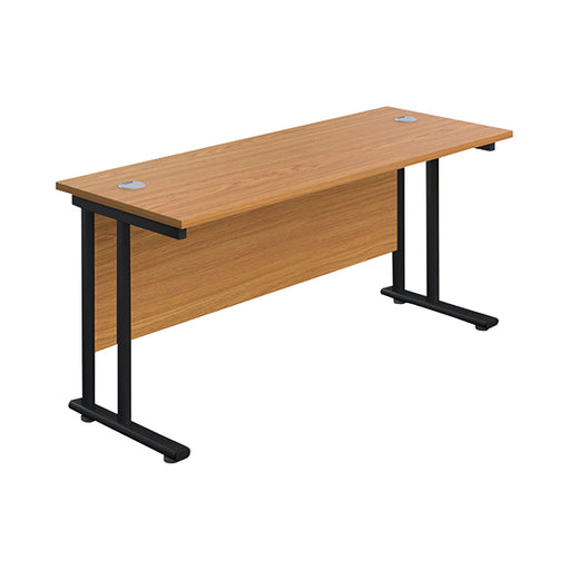 Jemini Rectangular Double Upright Cantilever Desk 1800x600x730mm Nova Oak/Black KF820239