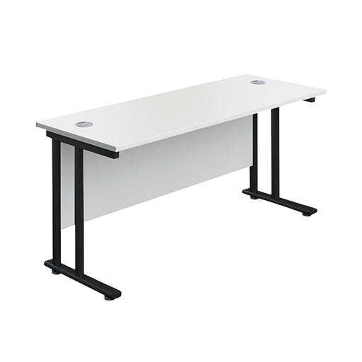 Jemini Rectangular Double Upright Cantilever Desk 1800x600x730mm White/Black KF820246