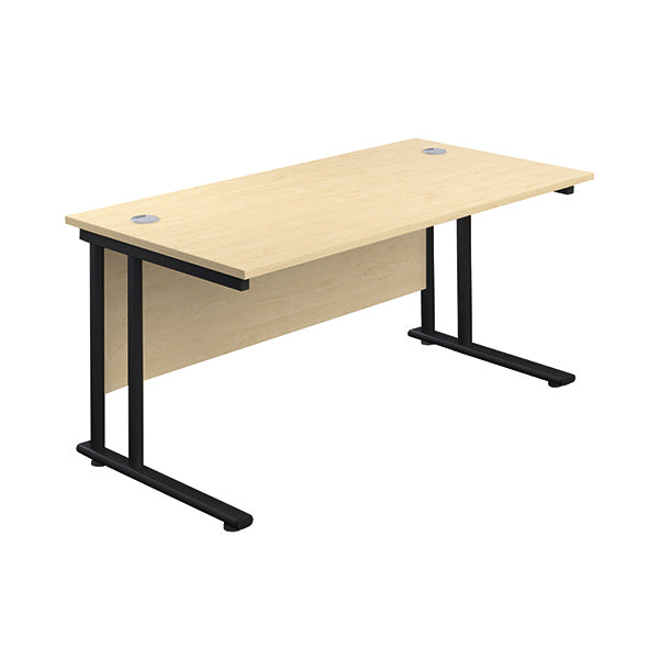 Jemini Rectangular Double Upright Cantilever Desk 1800x800x730mm Maple/Black KF820284