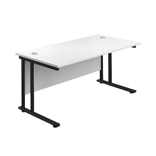 Jemini Rectangular Double Upright Cantilever Desk 1800x800x730mm White/Black KF820307