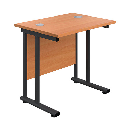 Jemini Rectangular Double Upright Cantilever Desk 800x600x730mm Beech/Black KF820314