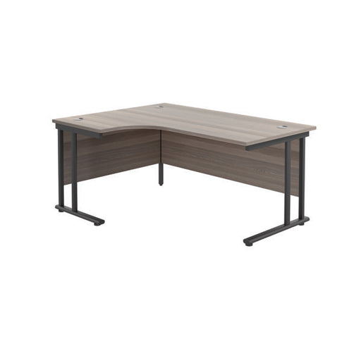 Jemini Radial Left Hand Double Upright Cantilever Desk 1800x1200x730mm Grey Oak/Black KF820512