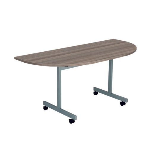 Jemini D-End Tilt Table 1400x700x720mm Grey Oak/Silver KF822431