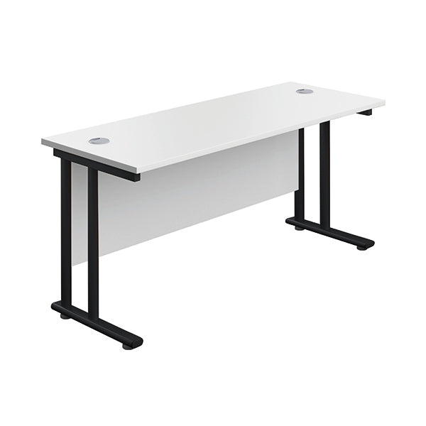 Jemini Rectangular Double Upright Cantilever Desk 1200x600x730mm White/Black KF822998