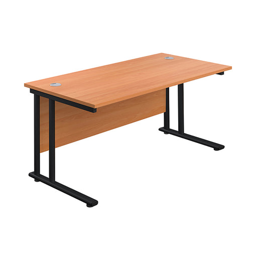 Jemini Rectangular Double Upright Cantilever Desk 1200x800x730mm Beech/Black KF823001