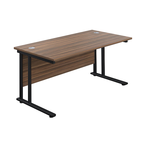 Jemini Rectangular Double Upright Cantilever Desk 1200x800x730mm Dark Walnut/Black KF823025