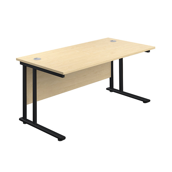 Jemini Rectangular Double Upright Cantilever Desk 1200x800x730mm Maple/Black KF823049