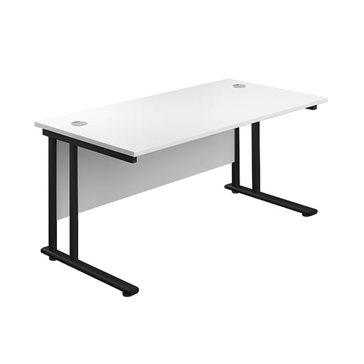 Jemini Rectangular Double Upright Cantilever Desk 1200x800x730mm White/Black KF823063