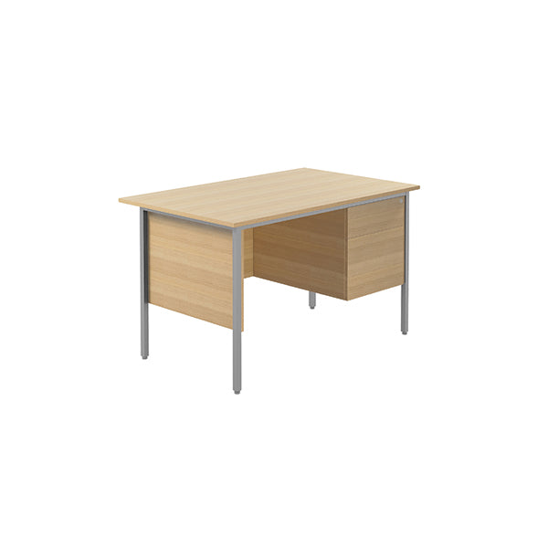 Serrion Rectangular 2 Drawer Pedestal 4 Leg Desk 1200x750x730mm Oak KF838372