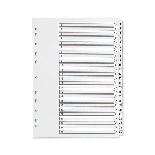 Q-Connect 1-25 Index Multi-Punched Reinforced Board Clear Tab A4 White KF97056