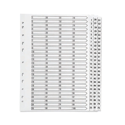 Q-Connect 1-75 Index Multi-Punched Reinforced Board Clear Tab A4 White KF97058