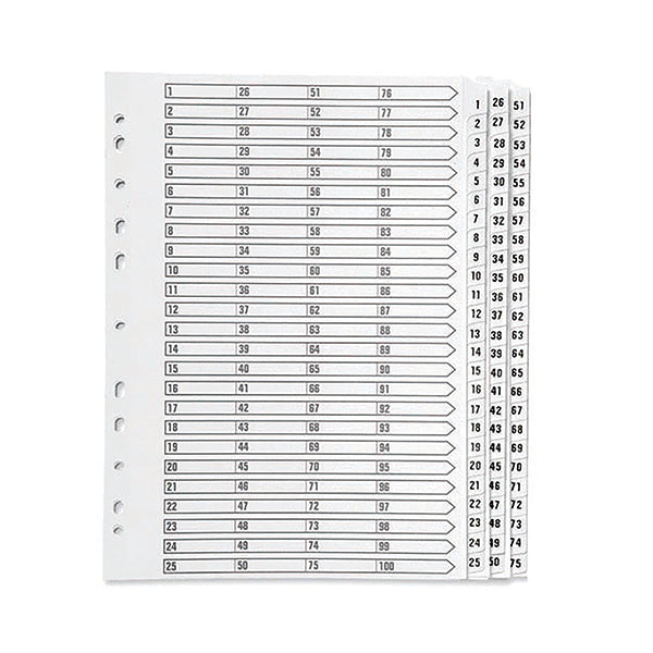 Q-Connect 1-75 Index Multi-Punched Reinforced Board Clear Tab A4 White KF97058