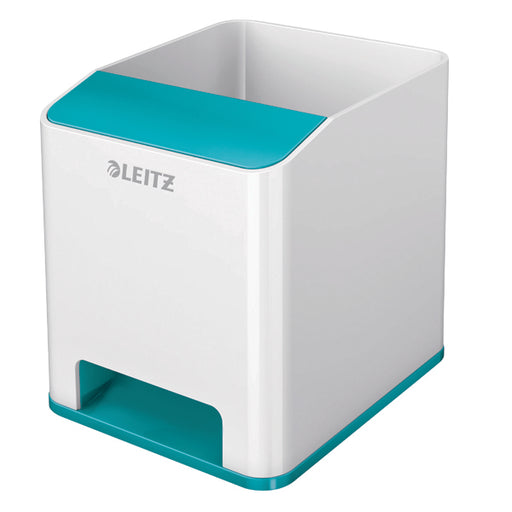 Leitz WOW Sound Pen Holder Dual Colour White/Ice Blue 53631051