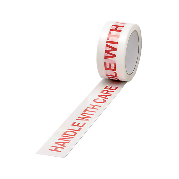 Polypropylene Tape Printed Handle With Care 50mmx66m White Red (Pack of 6) 70581500