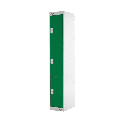 Three Compartment Locker 300x300x1800mm Green Door MC00016