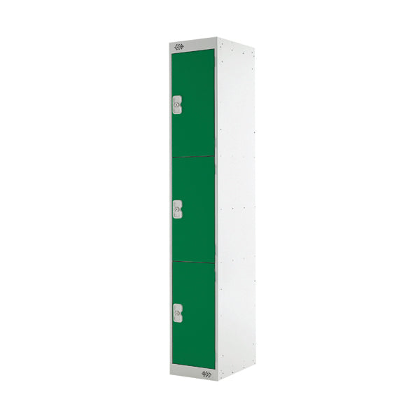 Three Compartment Locker 300x300x1800mm Green Door MC00016