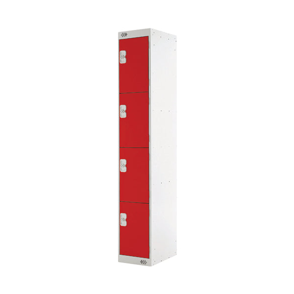 Four Compartment Locker 300x300x1800mm Red Door MC00023