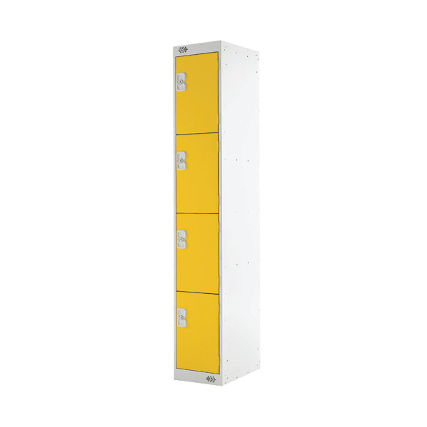 Four Compartment Locker 300x300x1800mm Yellow Door MC00024