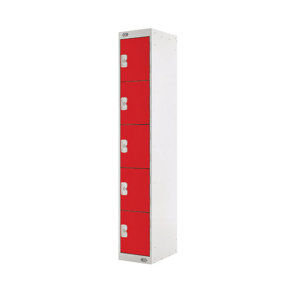 Five Compartment Locker 300x300x1800mm Red Door MC00029