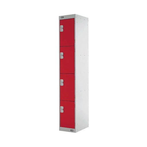 Four Compartment Express Standard Locker 300x300x1800mm Red Door MC00147