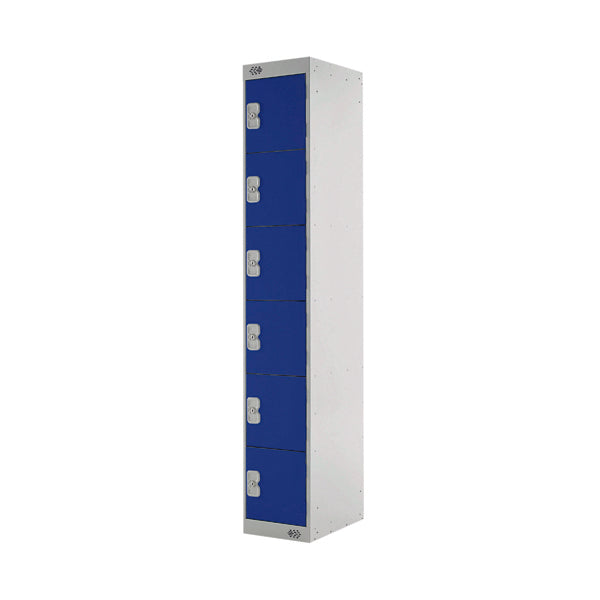 Six Compartment Express Standard Locker 300x300x1800mm Blue Door MC00148